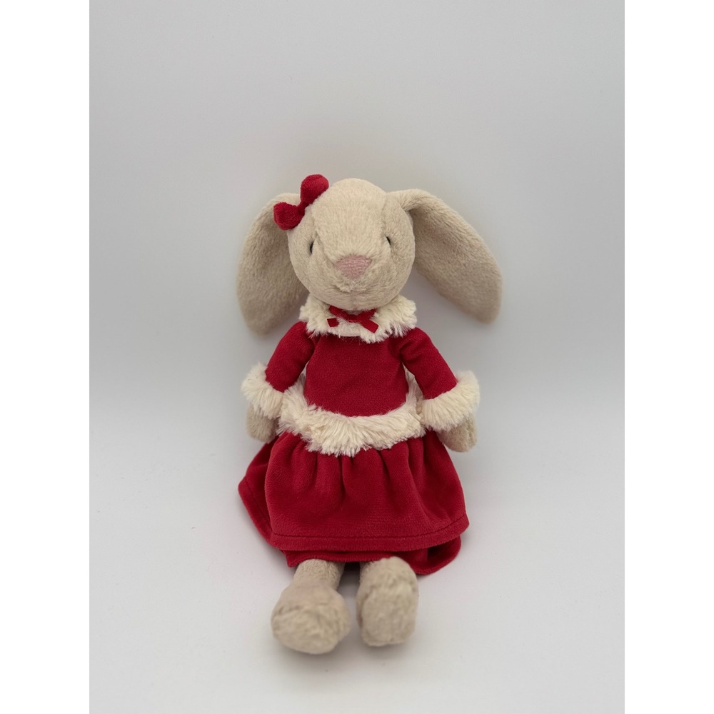 Retired Jellycat Festive Lottie Bunny Red Velvet Holiday Dress Christmas Plush